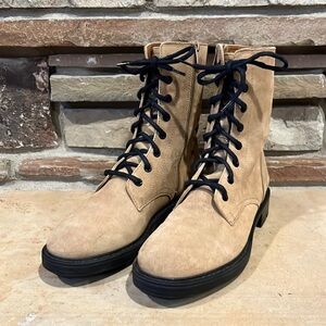 Zara Tan Lace Up Boots